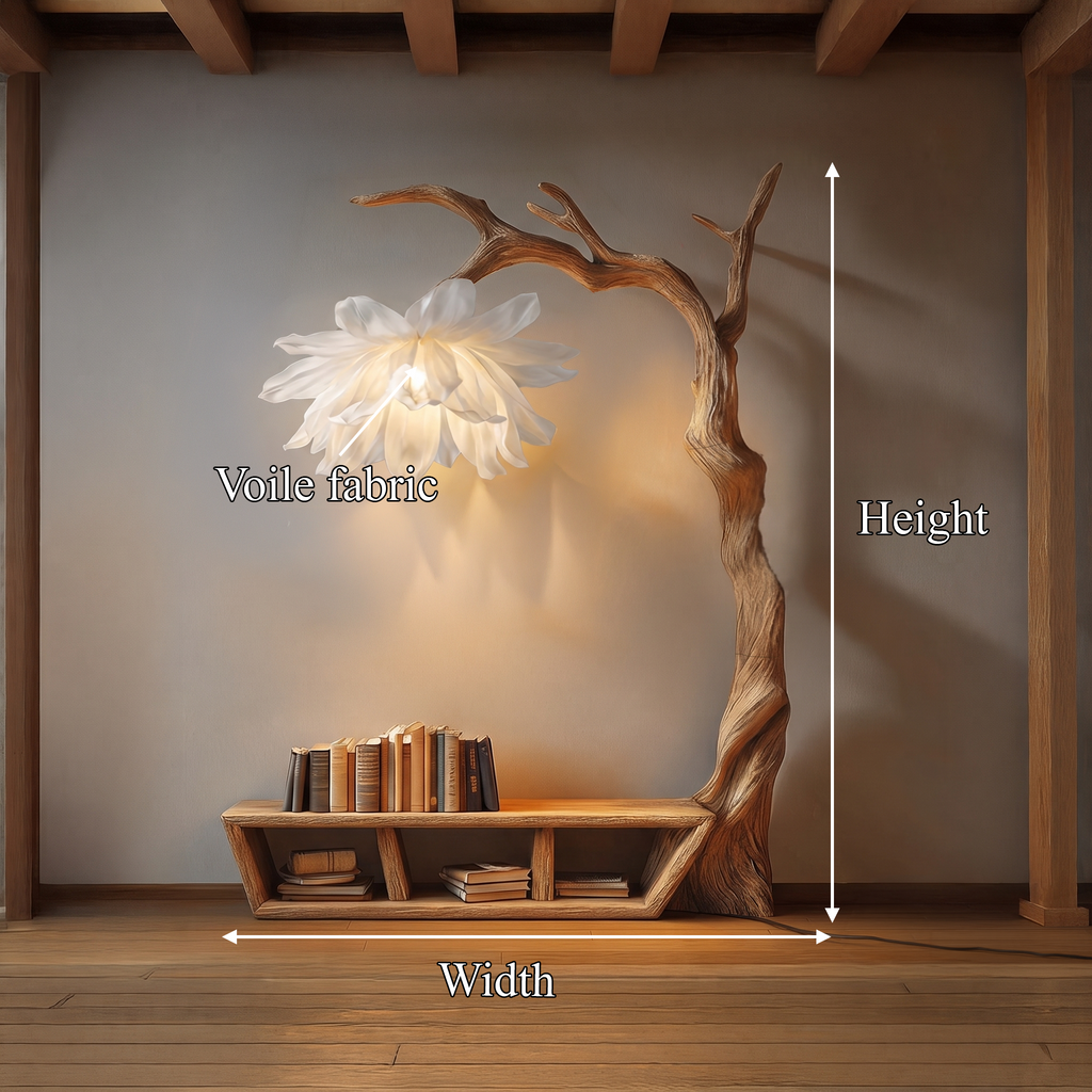 Rustic Organic Tree Bench Bookshelf