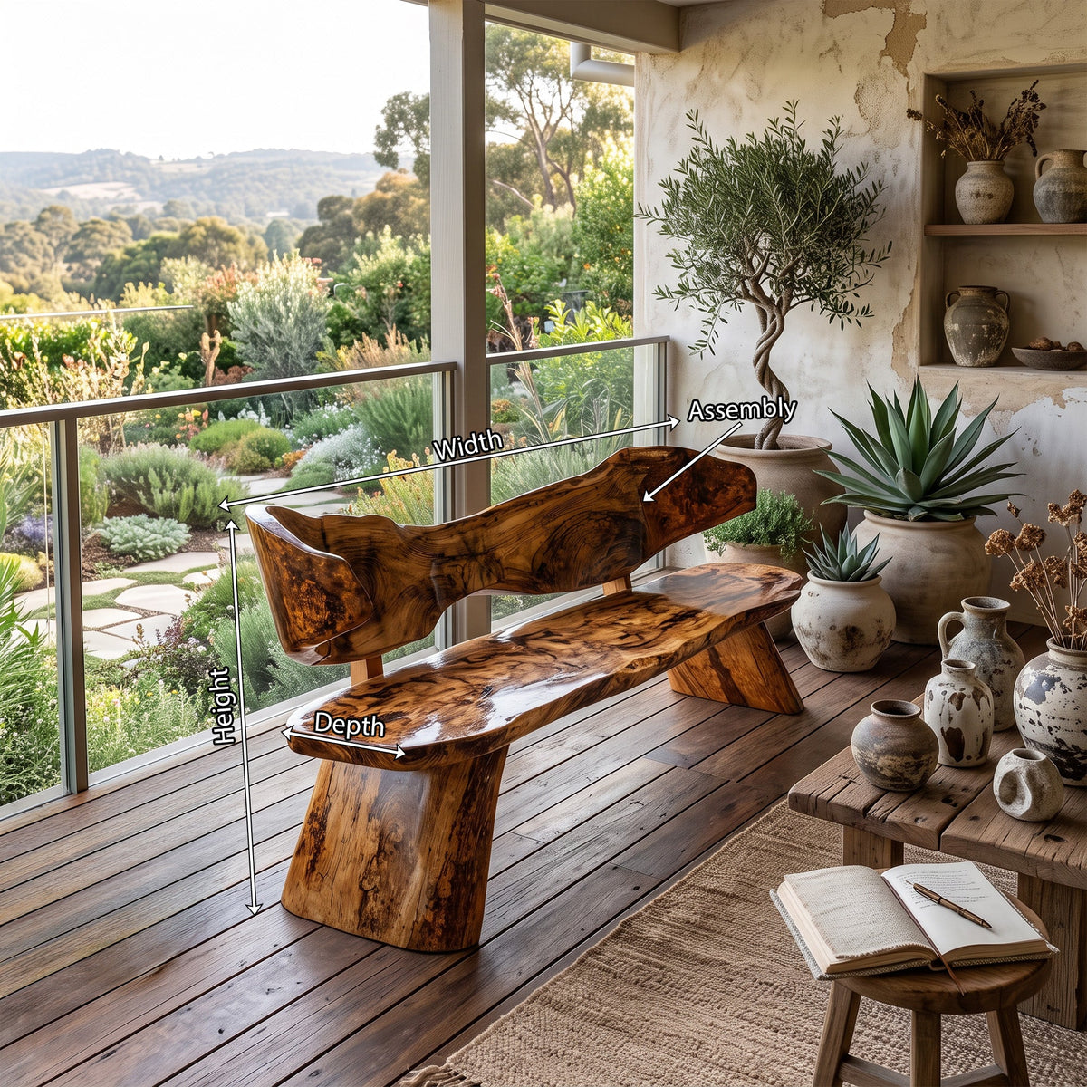 Farmhouse Ergonomic Wood Bench For Backyard Retreat