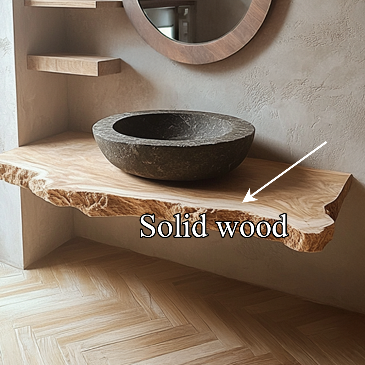 Rustic Live Edge Wood Floating Shelf