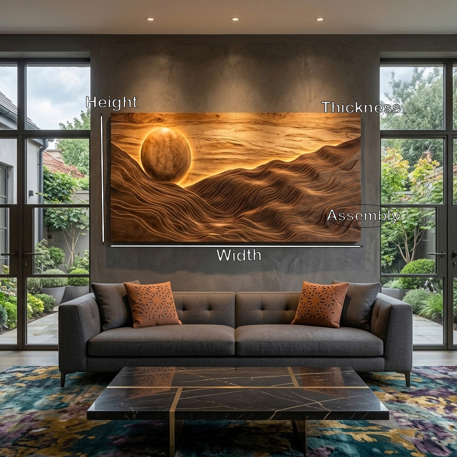 Large Sun Over Mountains Wooden Wall Art For Home