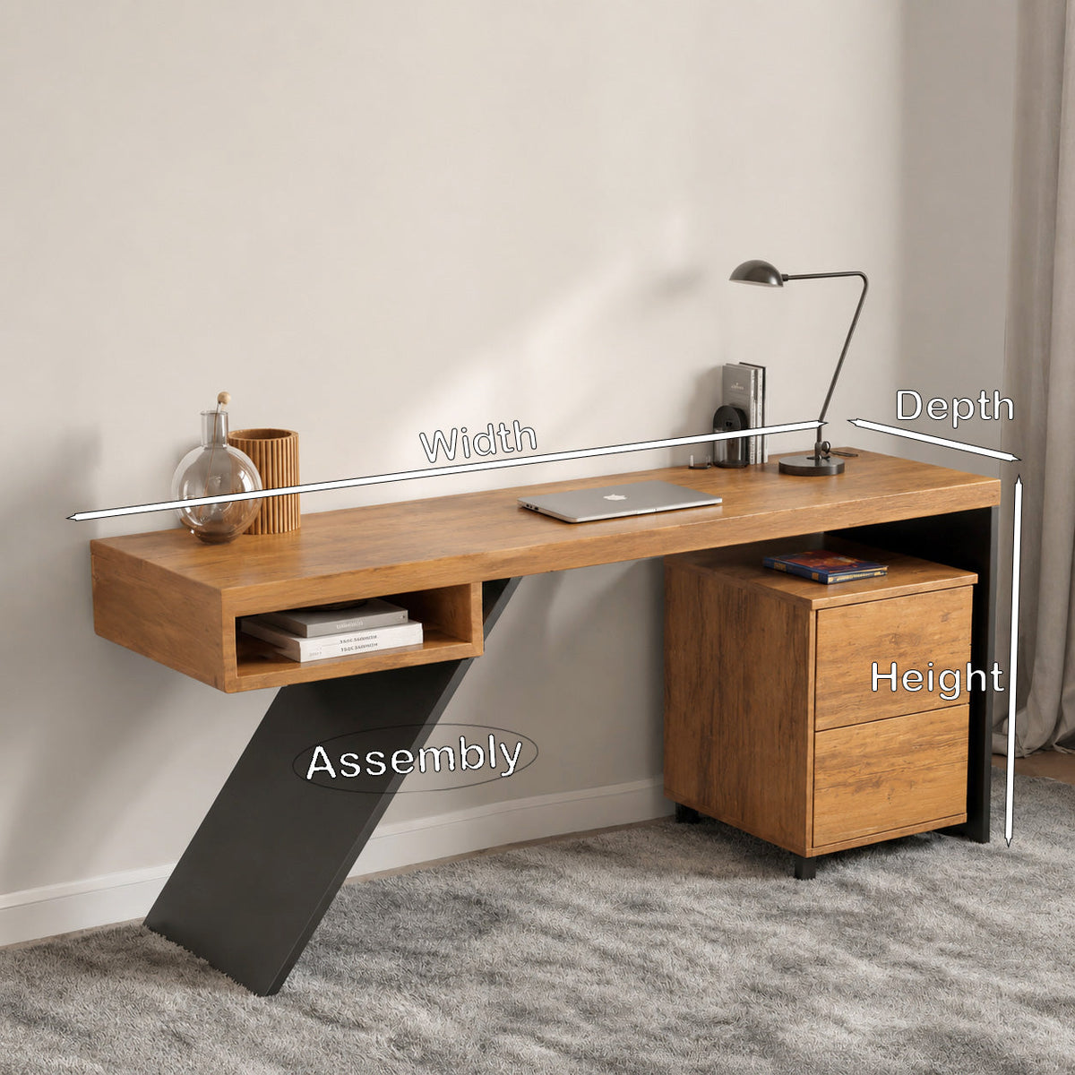 Modern Wood Desk With Storage Cabinet