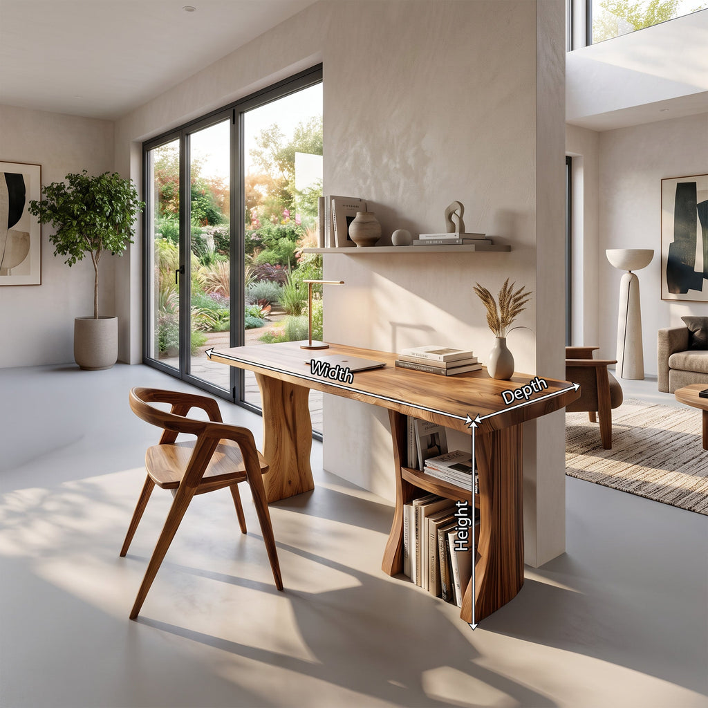 Modern Wooden Live Edge Desk For Small Home Office Setup