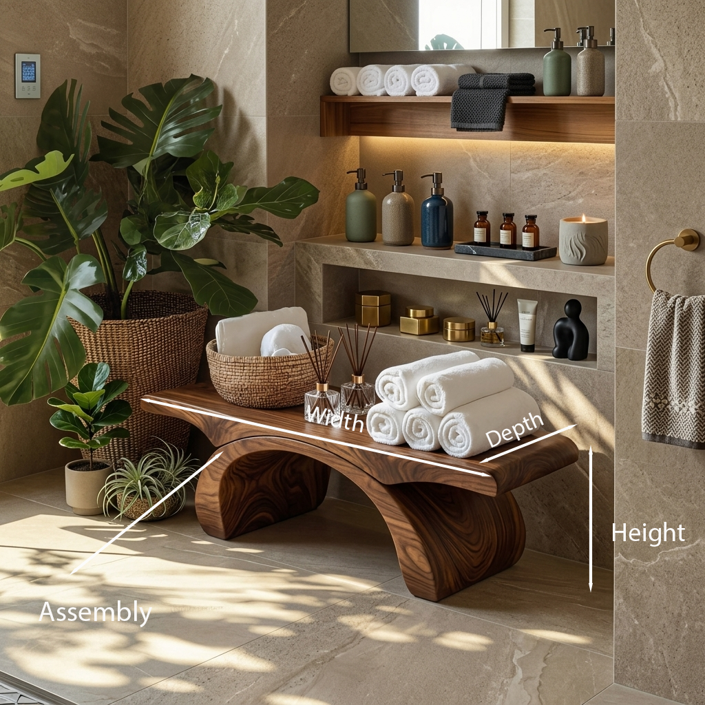 Modern Organic Shower Bench For Bathroom Or Spa Furniture