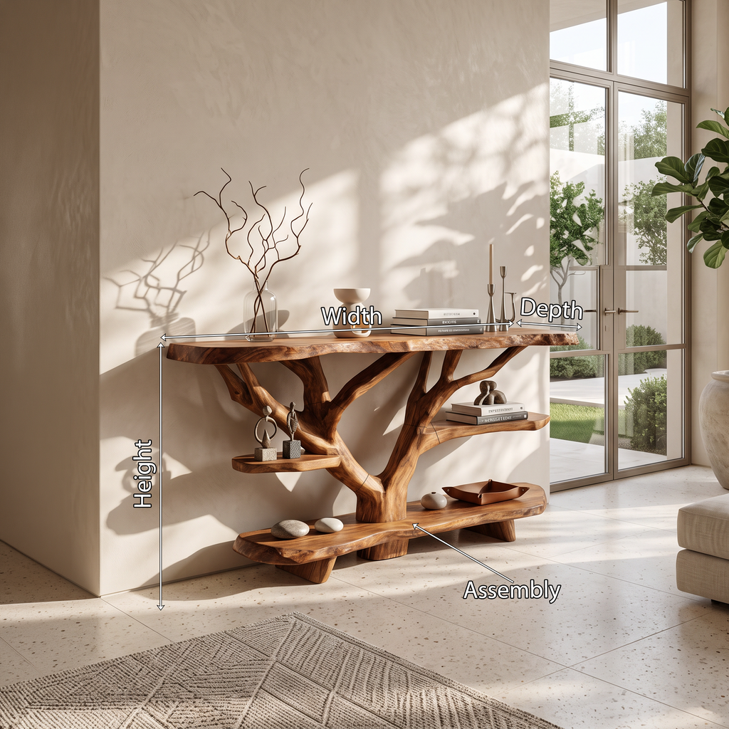Mid Century Live Edge Entryway Table For Contemporary Bedroom Decor