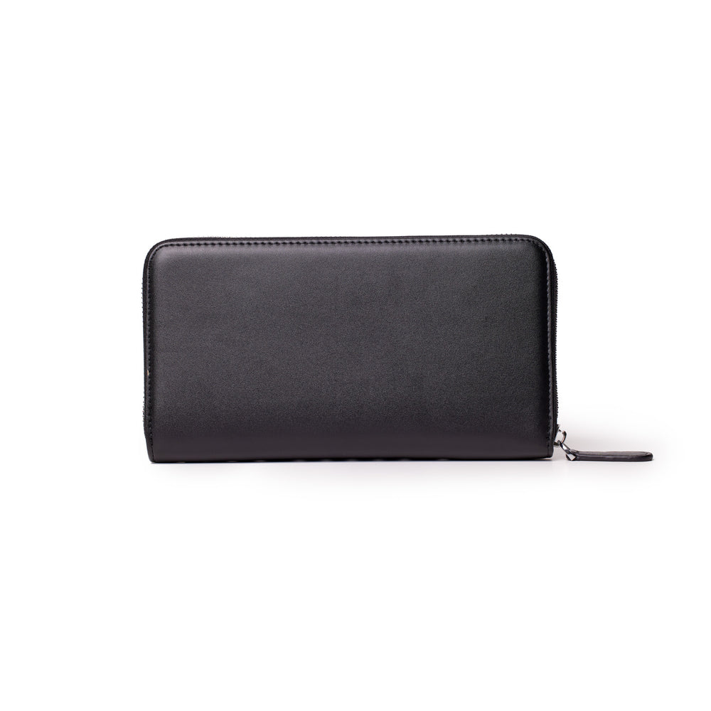 Large Vegan Leather Wallet - Black
