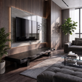 Mid Century TV Console Live Edge Wood Master Bedroom