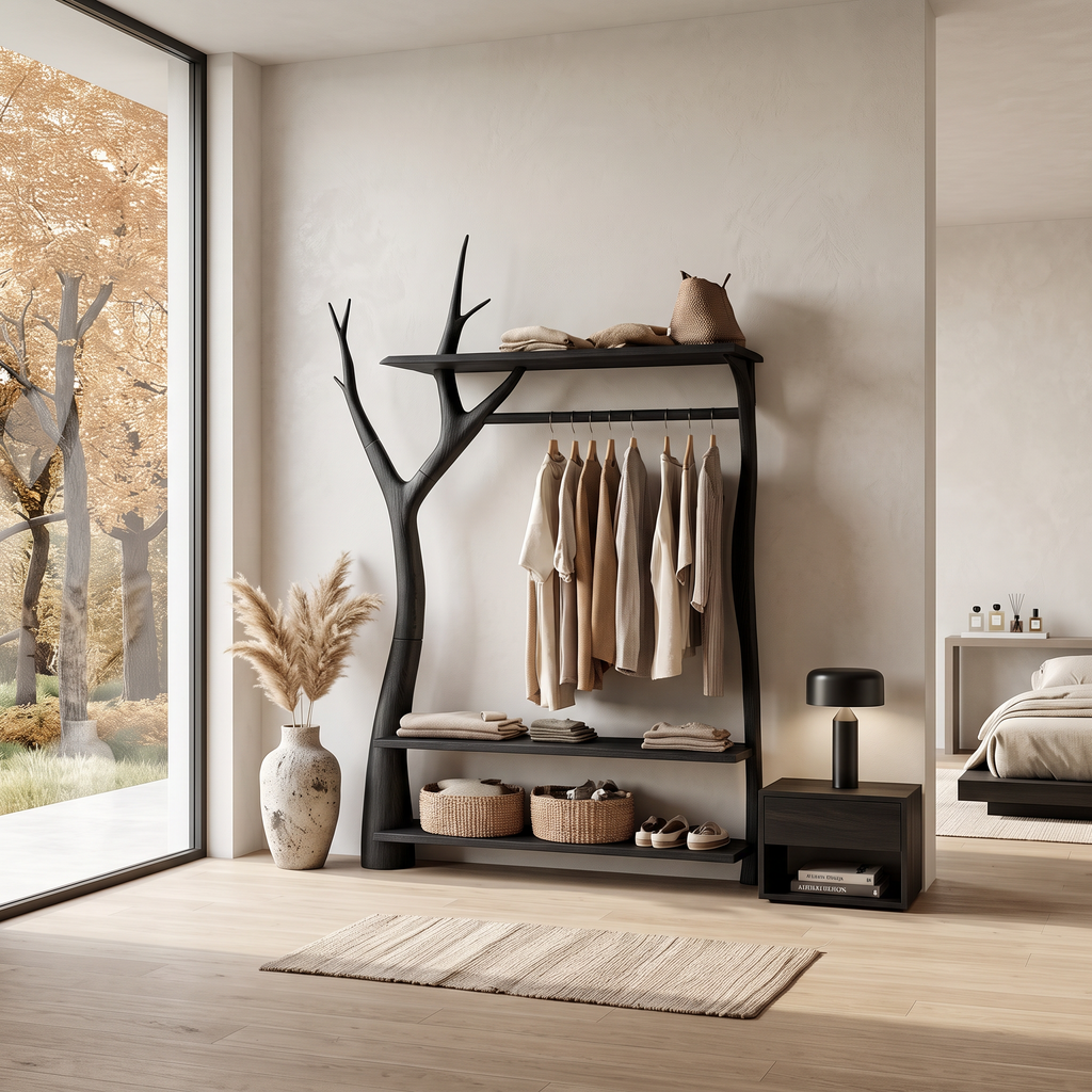 Rustic Tree Clothing Rack Entryway Bedroom Storage