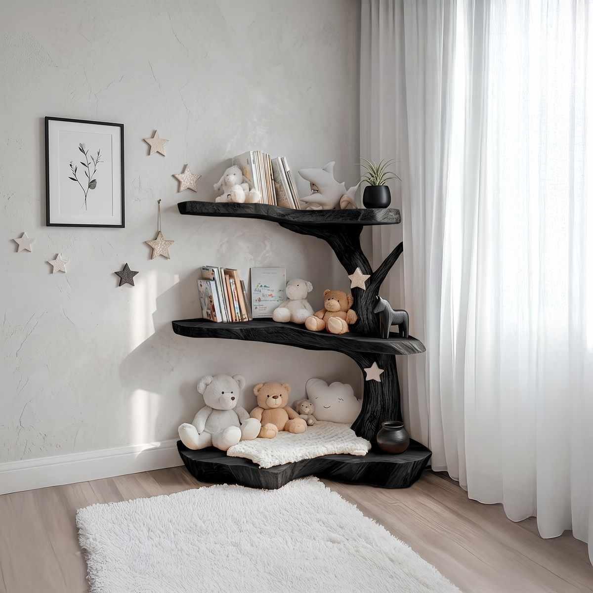 Rustic Corner Tree Bookshelf