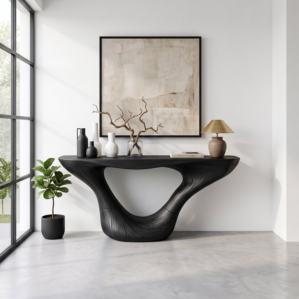 Mid-Century Solid Wood Console Table