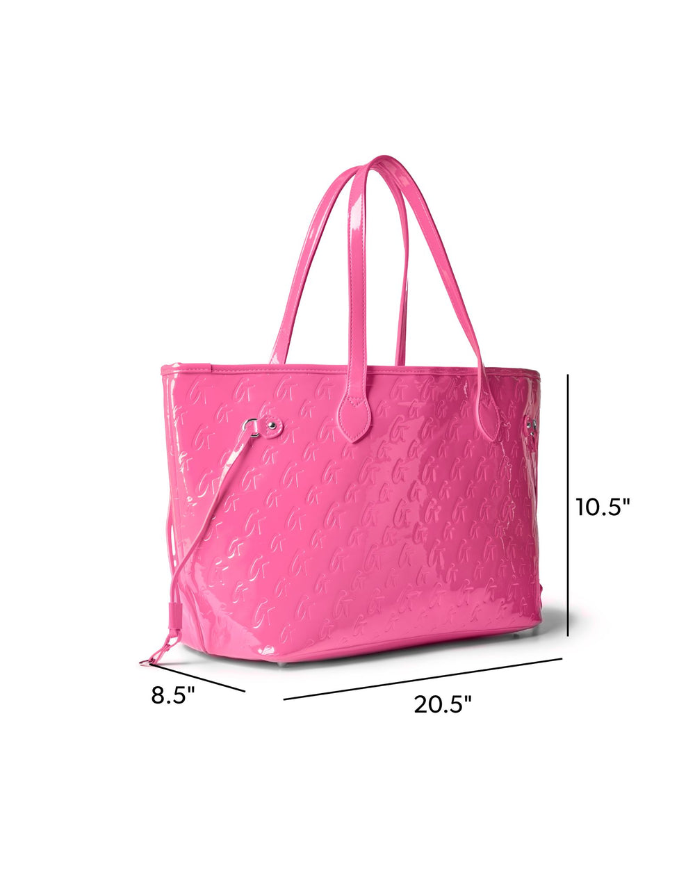 Vegan Leather Laptop Tote With Wristlet - Mirror Hot Pink