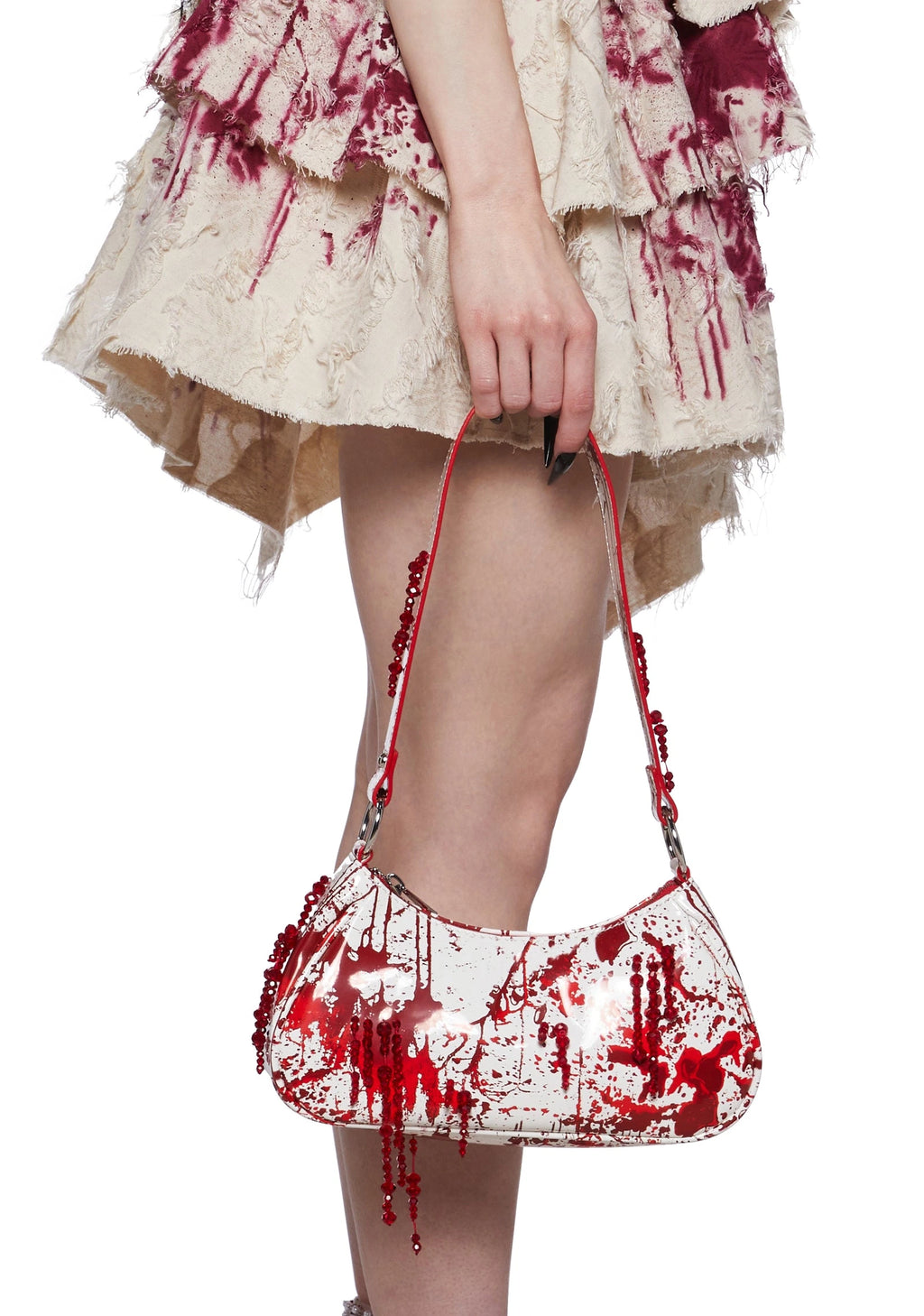 Red Splatter Faux Leather Shoulder Bag