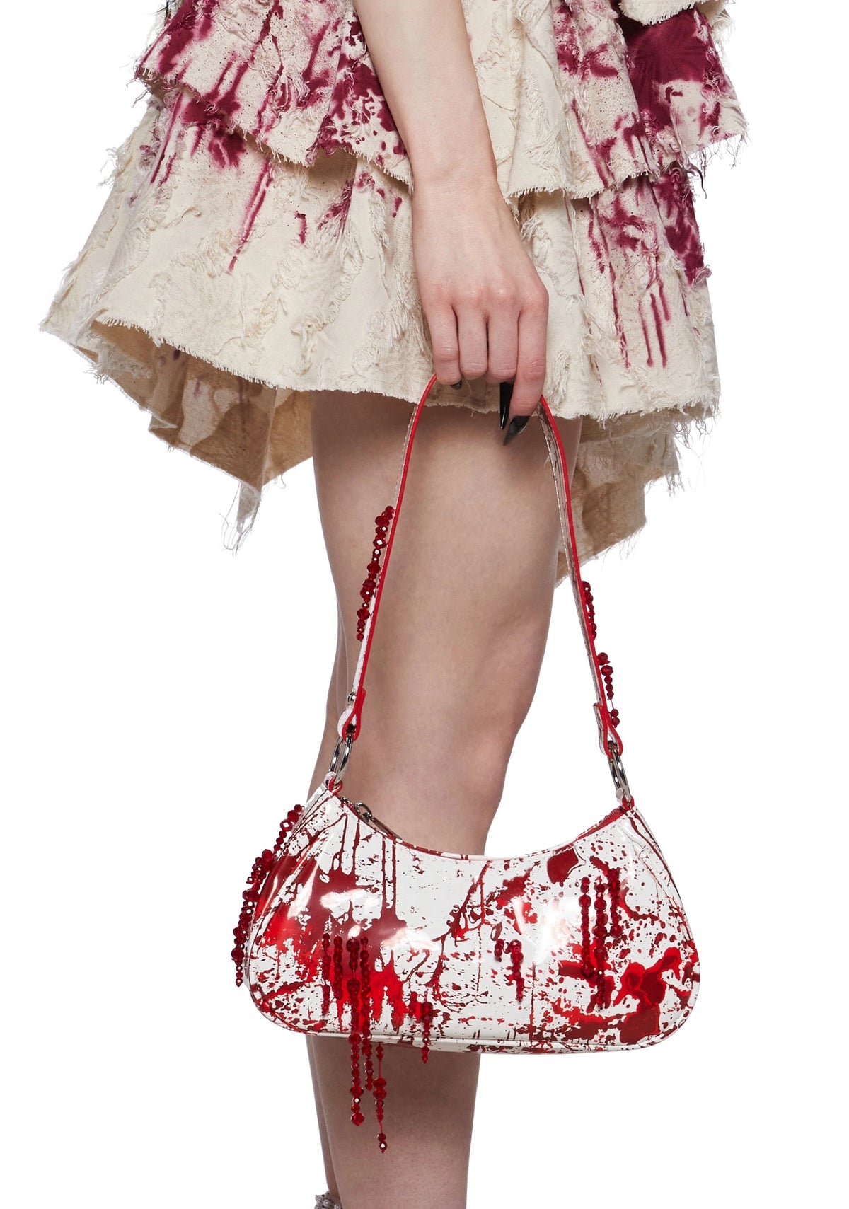 Red Splatter Faux Leather Shoulder Bag