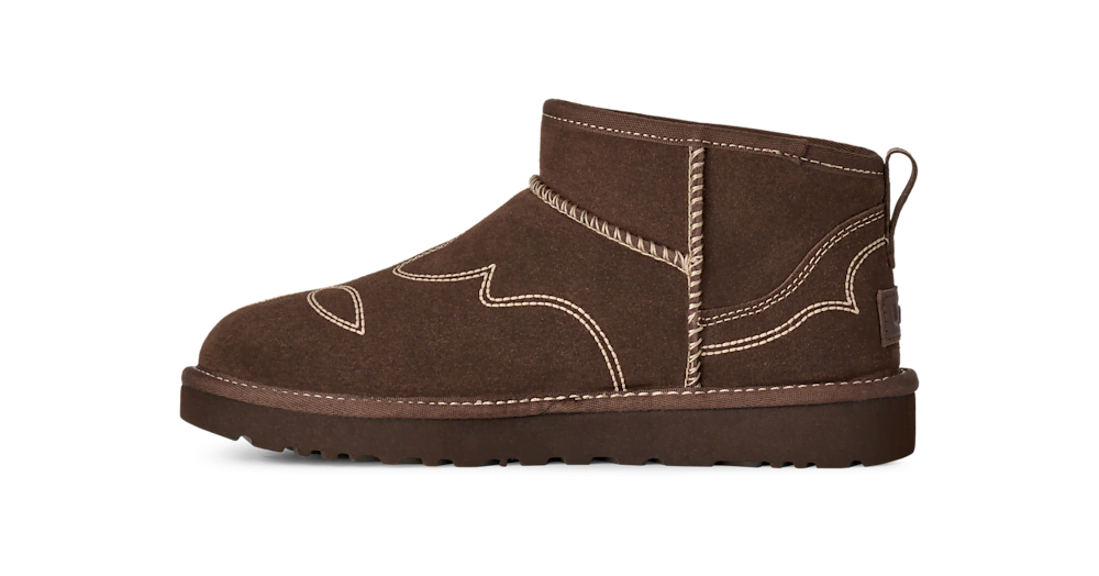 Women's Embroidered Suede Mini Boot - Black