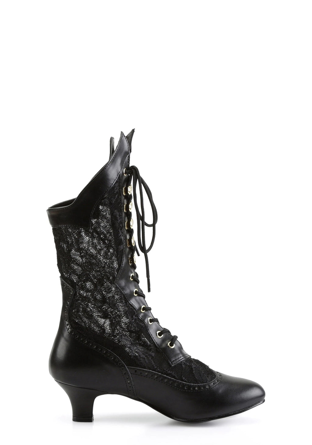 Lace Mid-Calf Boots - Black