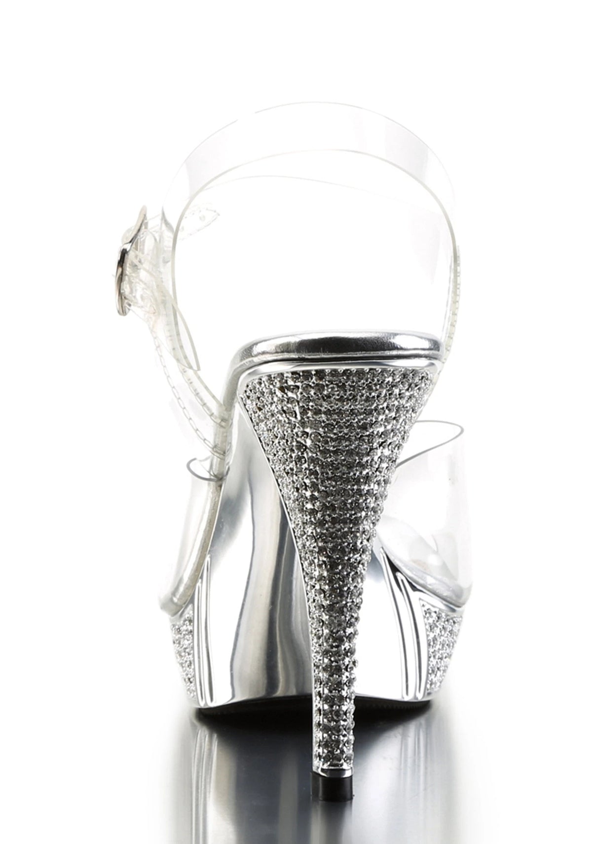 Rhinestone Platform Ankle Strap Sandals - Silver