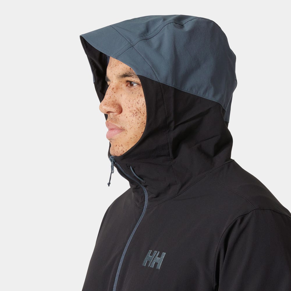 Men's Stretch Hooded Softshell Jacket - Black