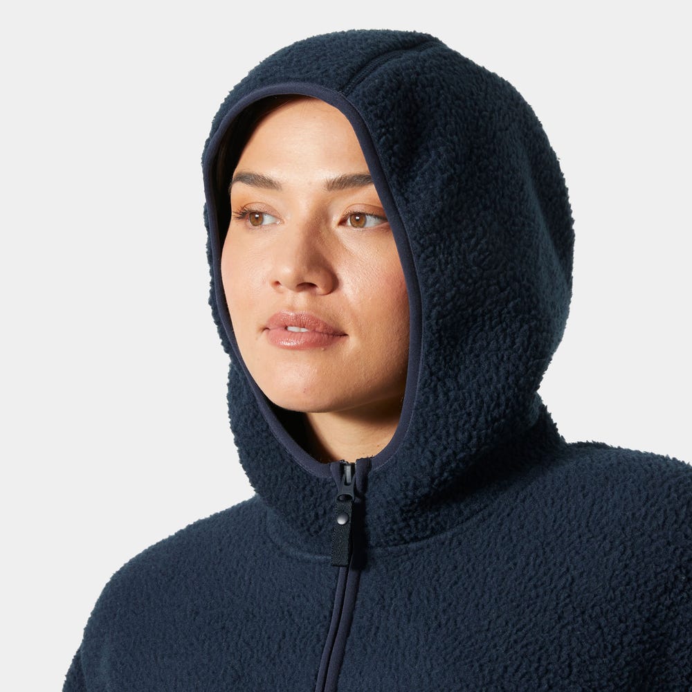 Women's Hooded Pile Fleece Jacket - Purple