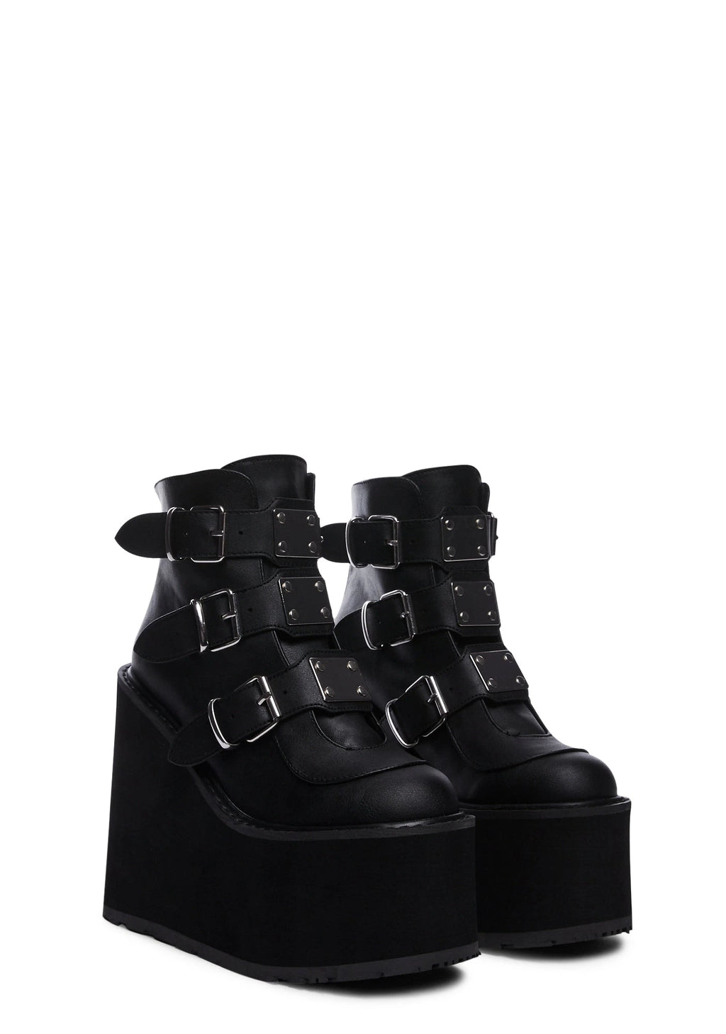 Matte Wedge Platform Ankle Boots - Black