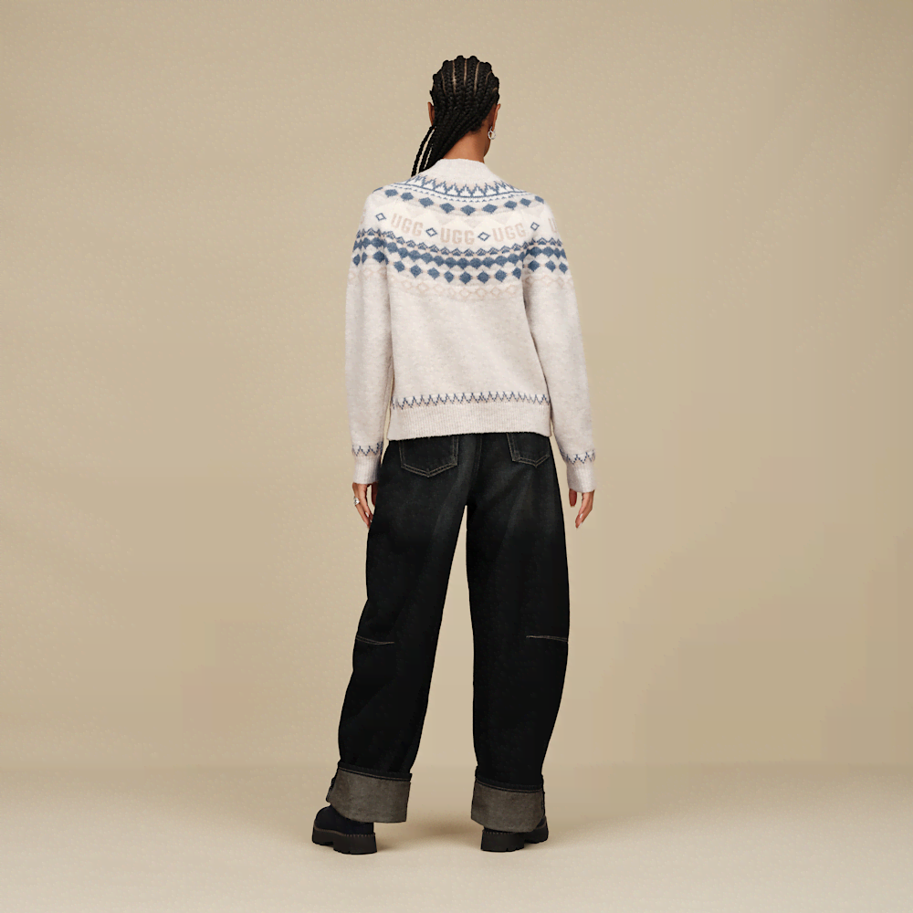 Women's Fair Isle Crewneck Sweater - Grey