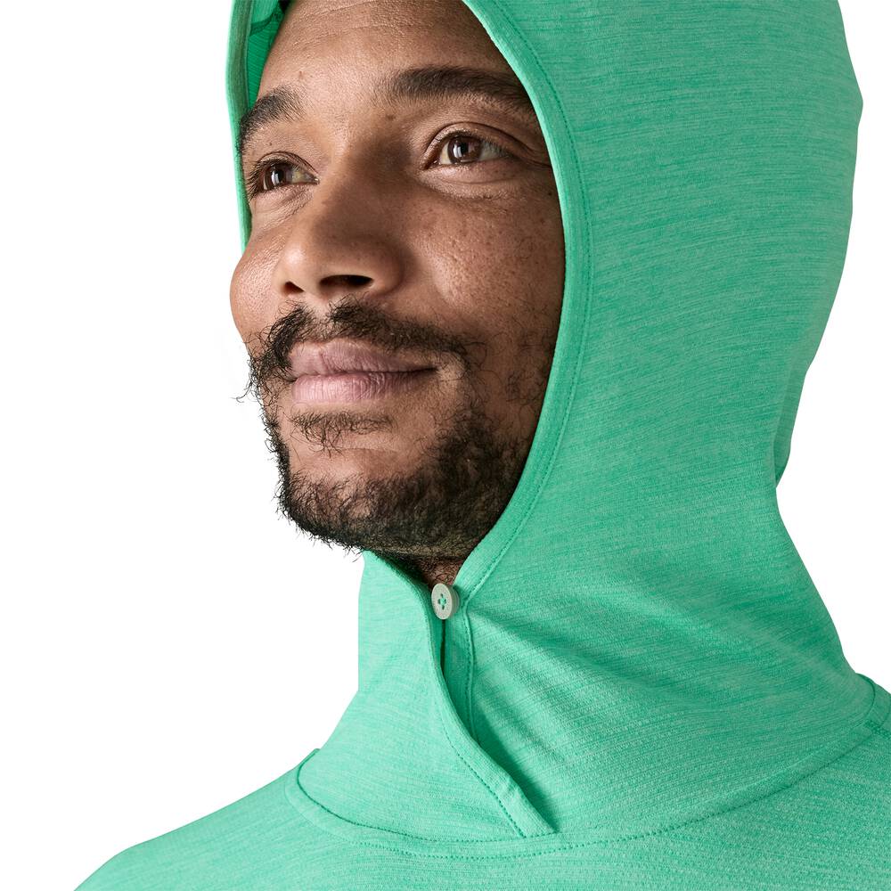 Men's UPF 40+ Sun Hooded Shirt - Aqua