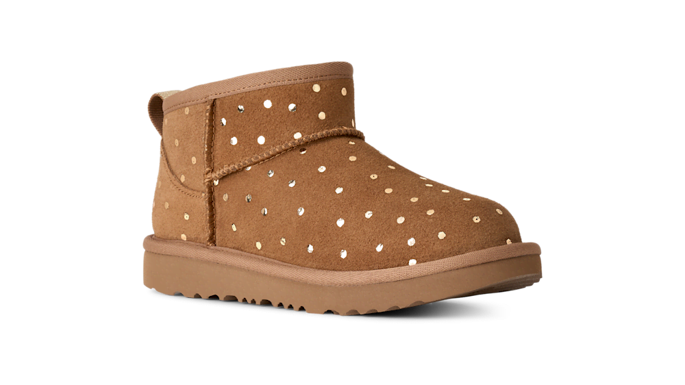 Kids' Low Suede Boot With Metallic Dots - Black