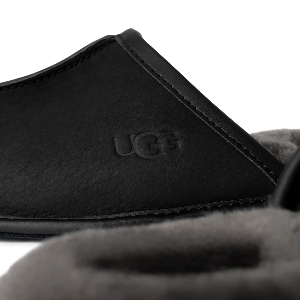 Men's Leather Open-Back Slipper - Black