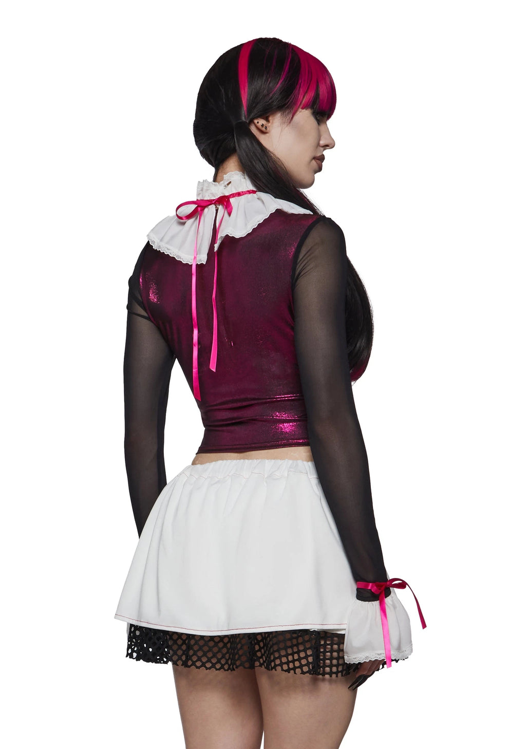 Pink Gothic School Doll Costume & Wig Set