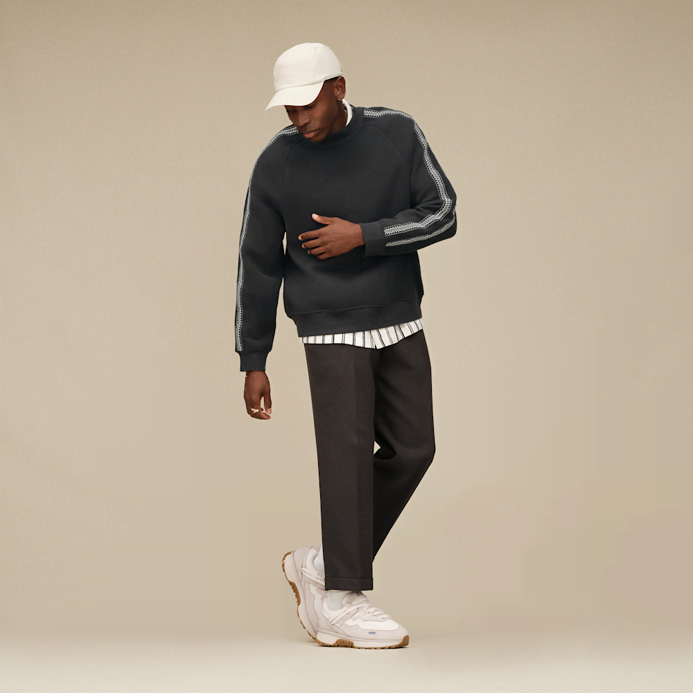 Men's Trimmed Crewneck Sweatshirt - Brown