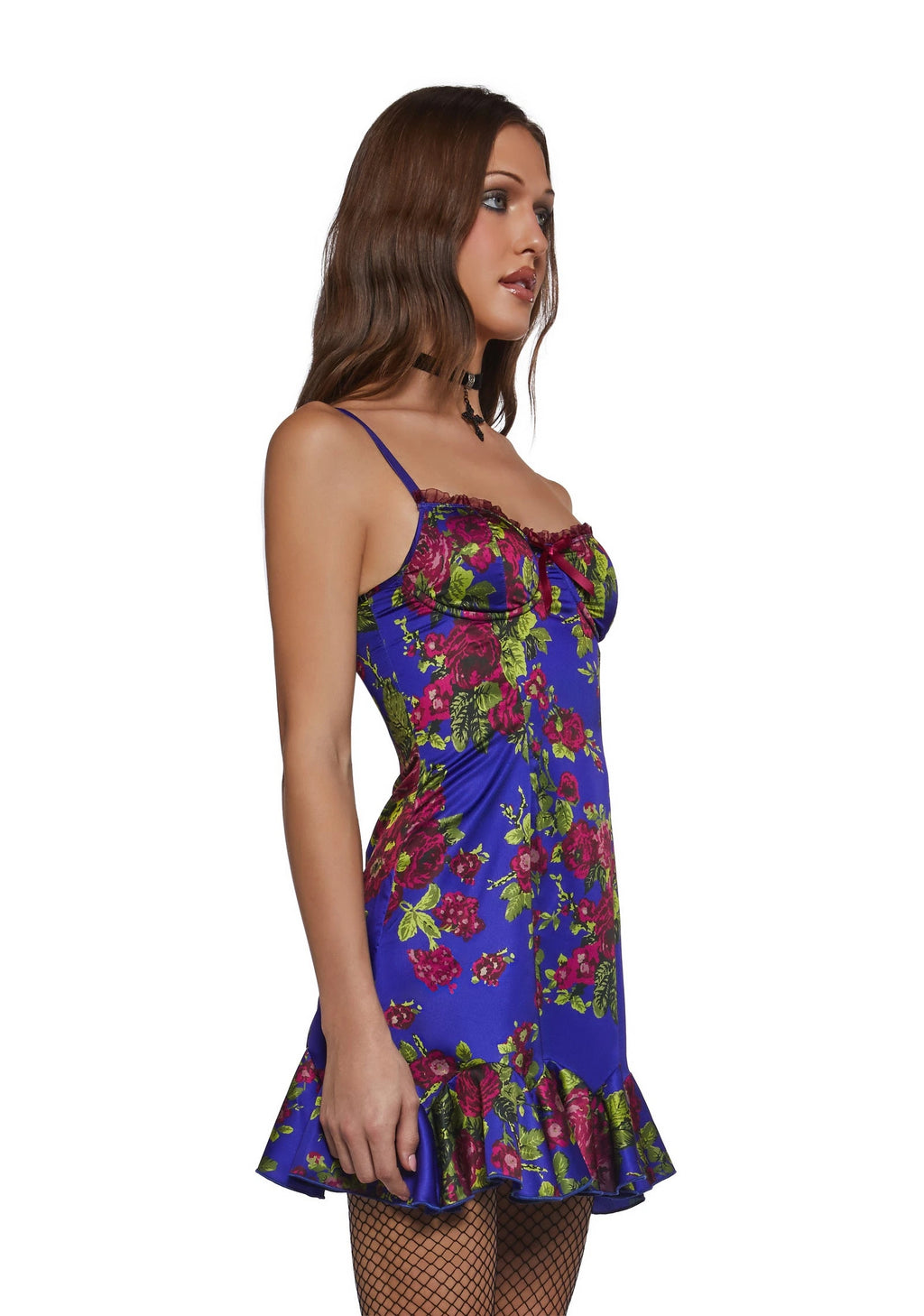 Floral Satin Underwire Mini Slip Dress