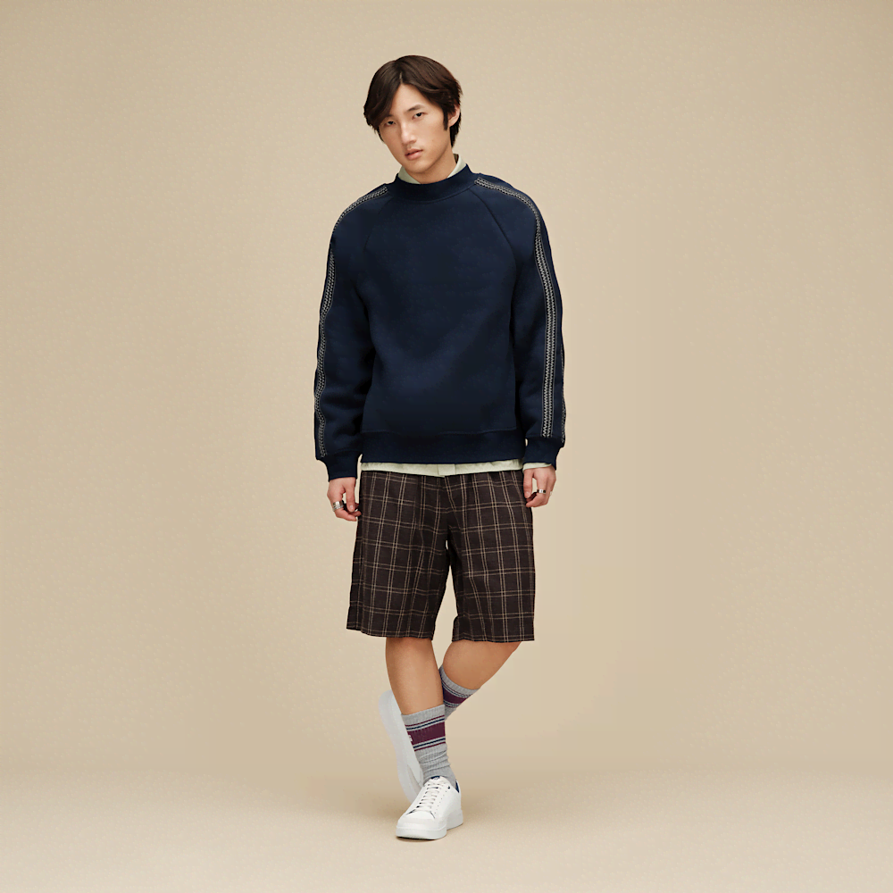 Men's Trimmed Crewneck Sweatshirt - Brown