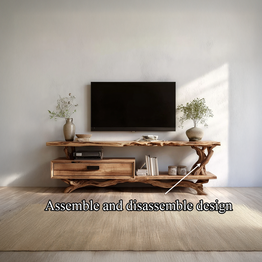 Rustic Live Edge Wood TV Cabinet