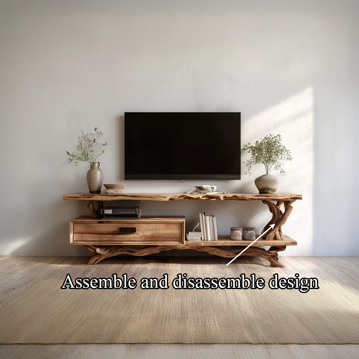 Rustic Live Edge Wood TV Cabinet