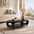 Sculptural Oval Coffee Table With Shelf For Living Room