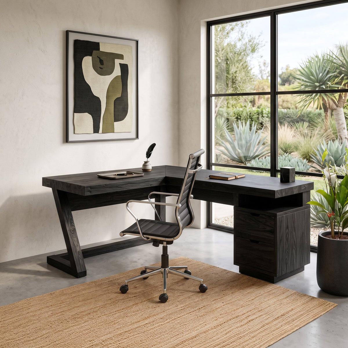 Modern L Shaped Desk With Drawers For Home Office Or Corner Workspace