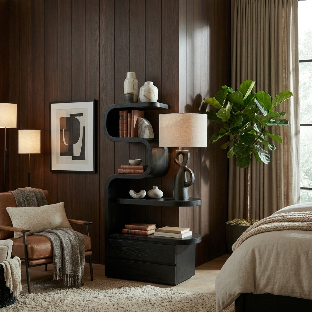 Sculpted Solid Wood Nightstand