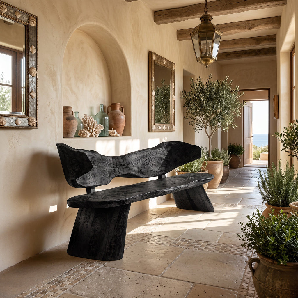 Farmhouse Ergonomic Wood Bench For Backyard Retreat