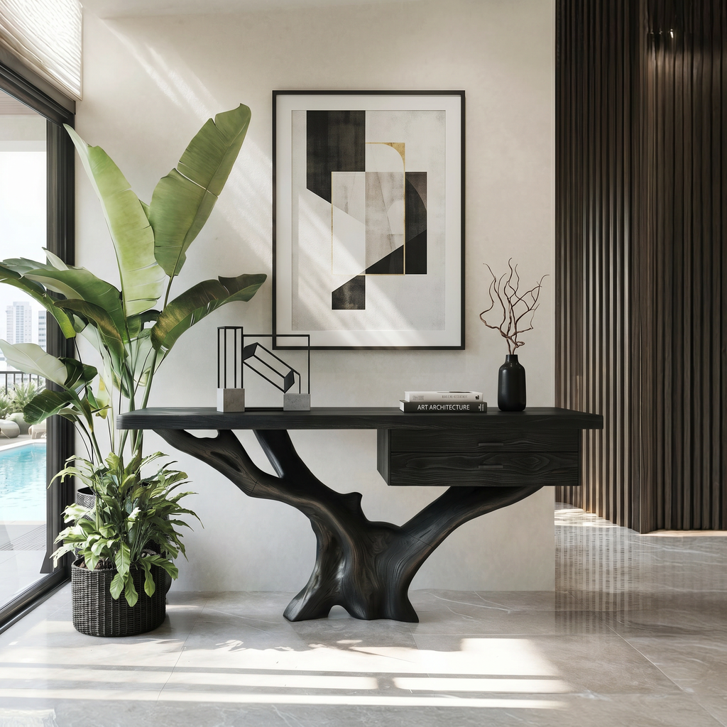 Mid Century Wooden Console Table