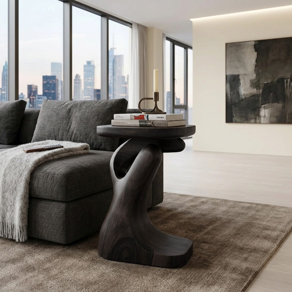 Modern Sculptural Side Table For Living Room Or Bedroom