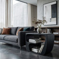 Quiet Luxury Solid Wood Side Table With Curved Design And Open Storage For Living Room