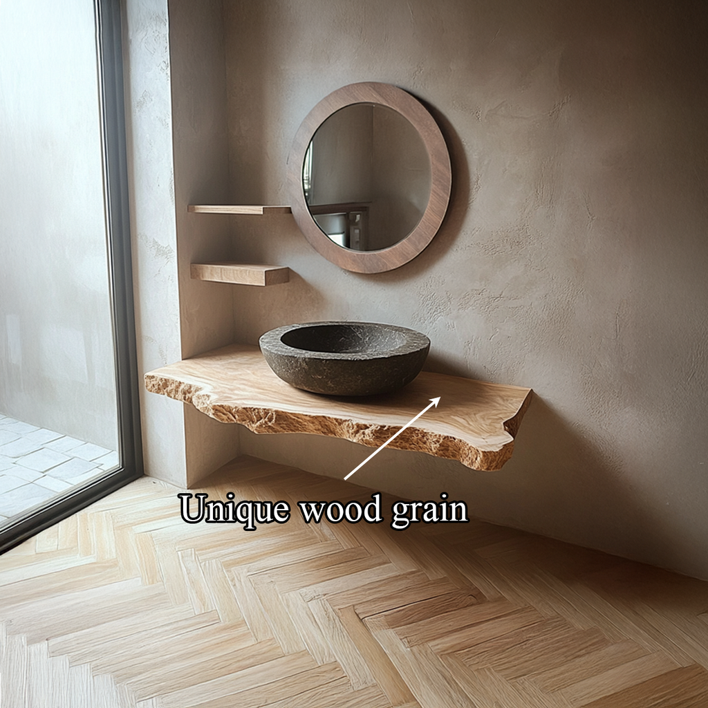 Rustic Live Edge Wood Floating Shelf