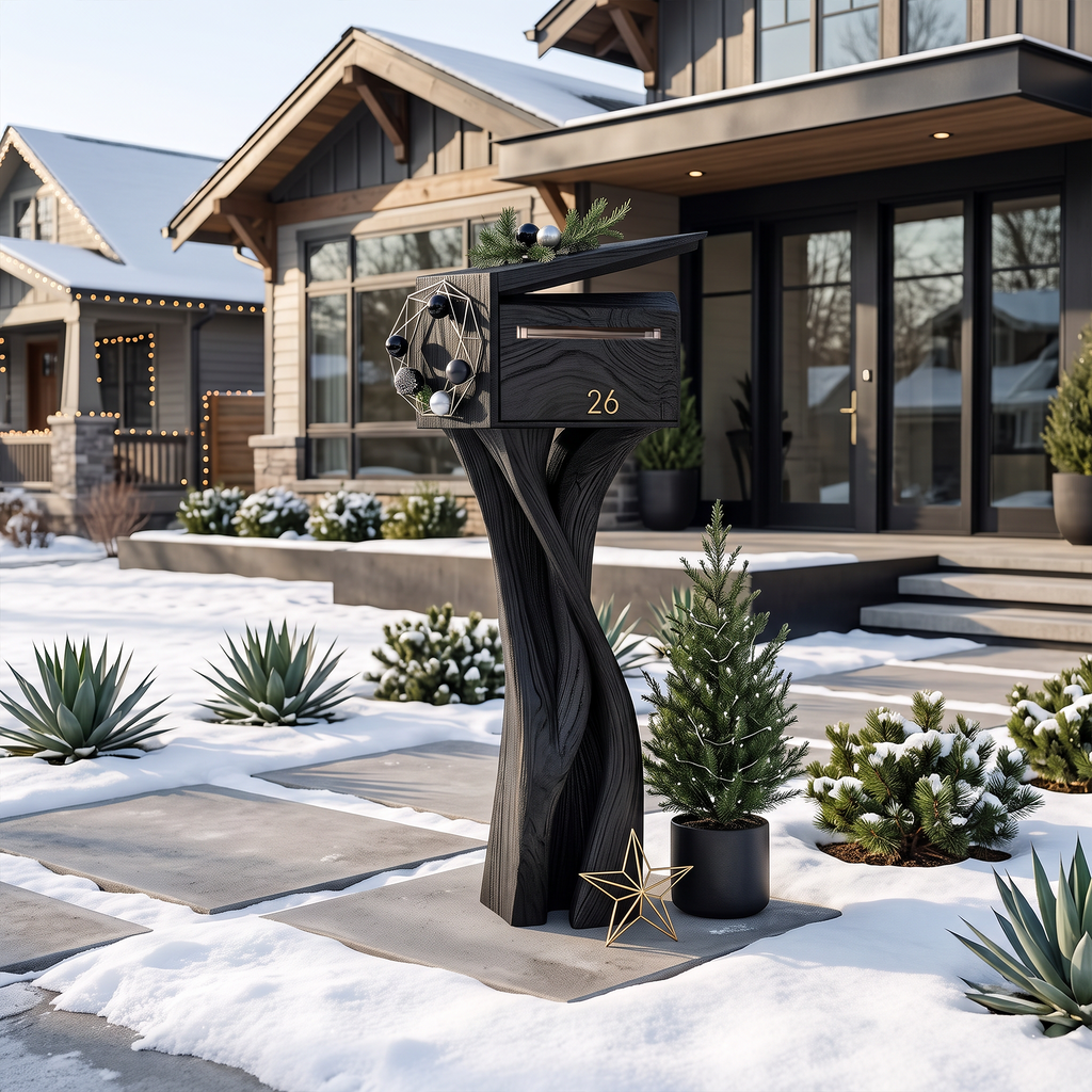 Handcrafted Solid Wood Sculpture Mailbox For Outdoor Furniture Decor