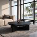 Modern Round Wood Coffee Table With Unique Base For Living