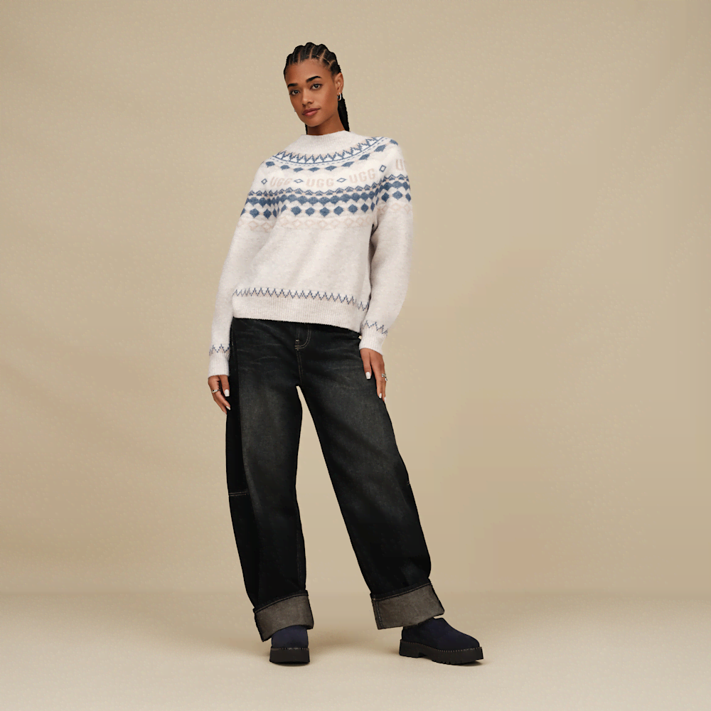 Women's Fair Isle Crewneck Sweater - Grey