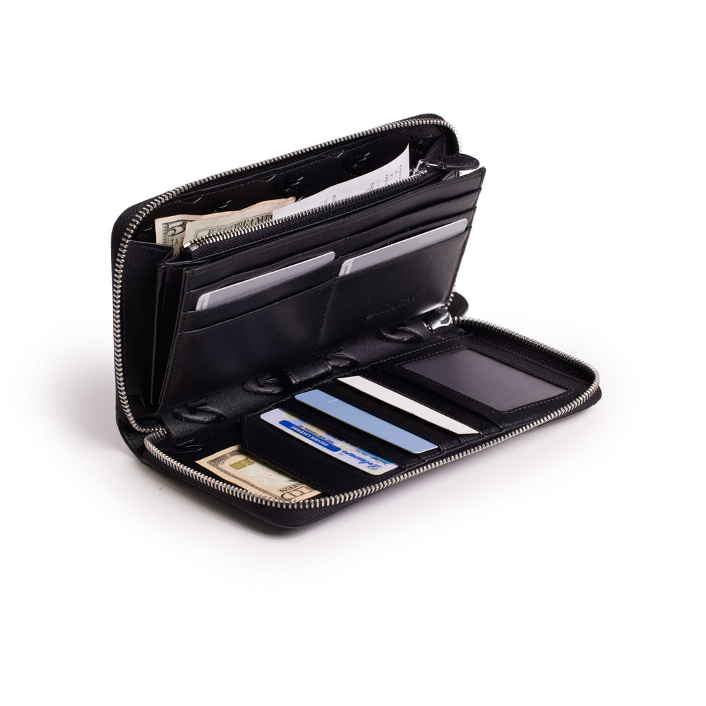 Large Vegan Leather Wallet - Black