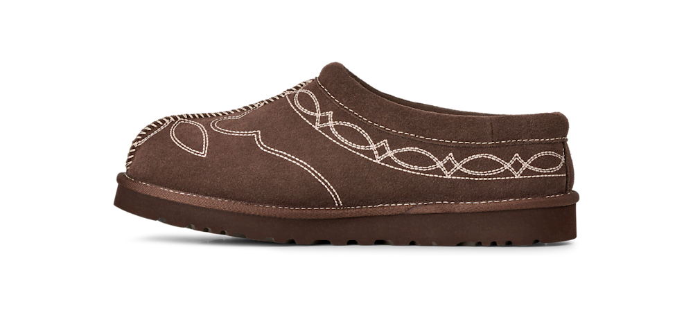 Men's Embroidered Suede Slipper - Black