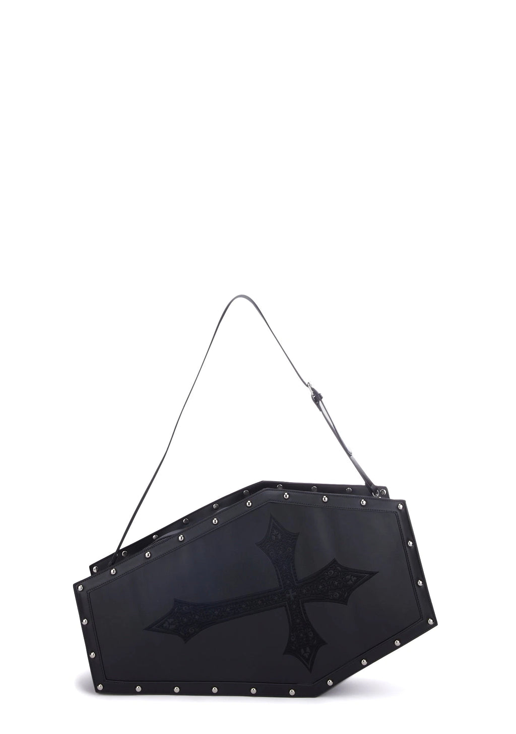 Coffin-Shaped Studded Weekender Bag - Black