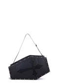 Coffin-Shaped Studded Weekender Bag - Black