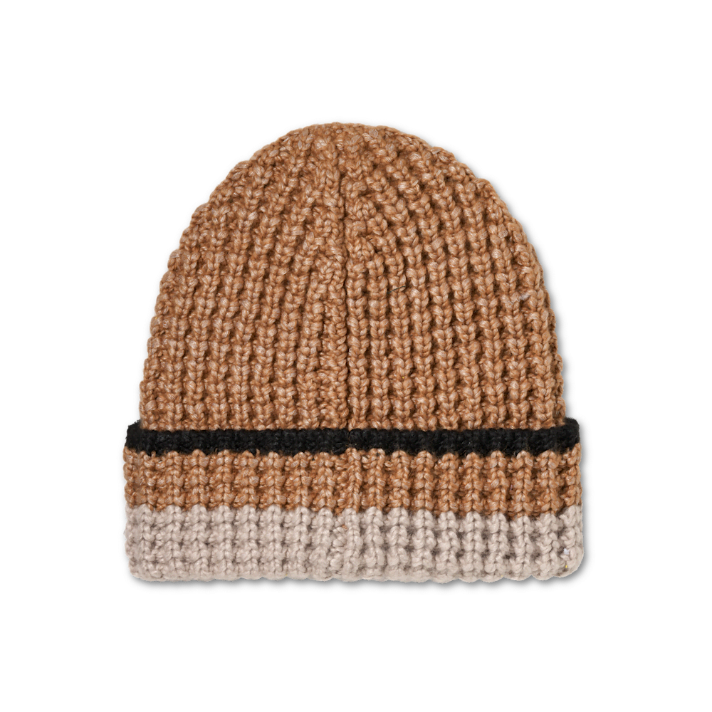 Men's Waffle Stripe Knit Beanie - Brown