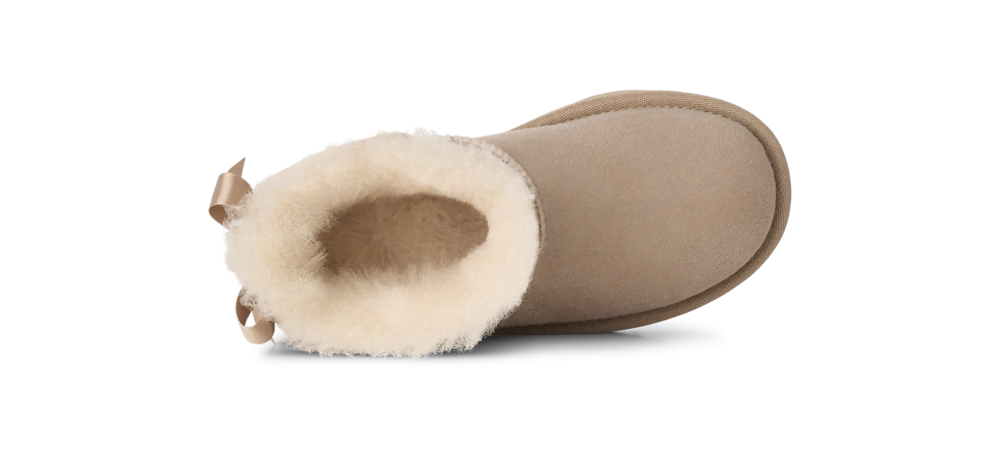 Kids' Short Sheepskin Bow Boot - Burgundy