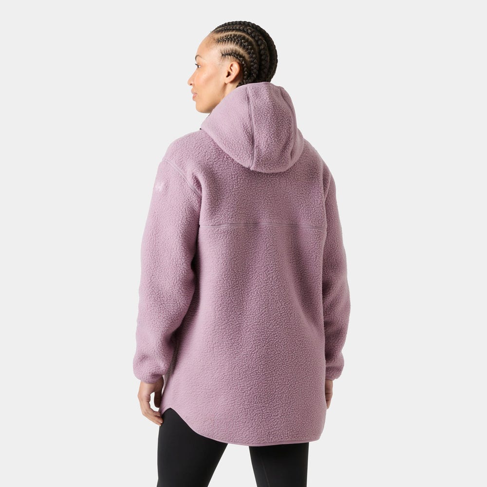 Women's Hooded Pile Fleece Jacket - Purple